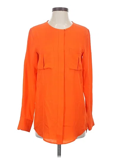 Pre-owned Adriano Goldschmied Long Sleeve Silk Top Orange Square Neckline Tops