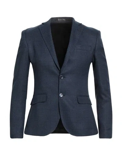 Adriano Langella Man Blazer Navy Size 36 Viscose, Textile Fibers, Polyester In Blue