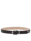 Adriano Meneghetti Black Leather Belt With Decorative Silver Buckle In Black