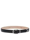 Adriano Meneghetti Black Leather Belt With Decorative Silver Buckle In Black