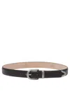 Adriano Meneghetti Black Leather Belt With Decorative Silver Buckle In Black