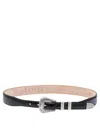 Adriano Meneghetti Black Leather Belt With Decorative Silver Buckle In Black