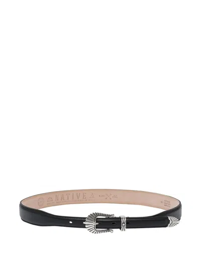 Adriano Meneghetti Cheyenne Leather Belt In Black