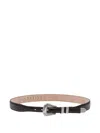 Adriano Meneghetti Crocodile-textured Leather Belt With Silver-toned Buckle In Black