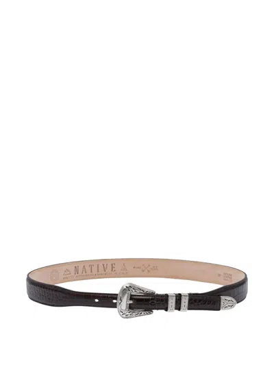 Adriano Meneghetti Crocodile-effect Buckle Belt In Black
