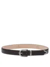 Adriano Meneghetti Polished Silver-tone Buckle Black Leather Belt In Black
