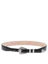 Adriano Meneghetti Crocodile-textured Leather Belt With Silver-toned Buckle In Black