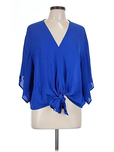 Pre-owned Adrienne 3/4 Sleeve Blouse In Blue