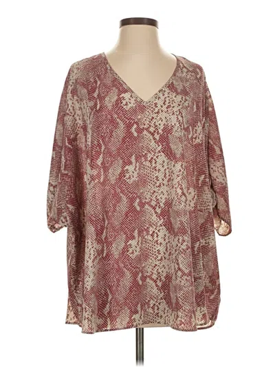Pre-owned Adrienne 3/4 Sleeve Blouse In Burgundy