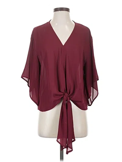 Pre-owned Adrienne 3/4 Sleeve Blouse In Burgundy