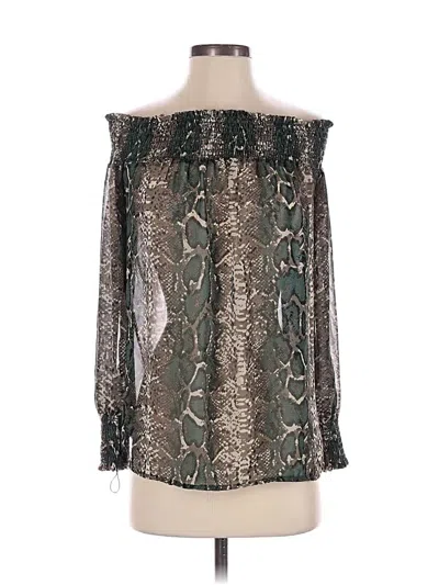 Pre-owned Adrienne 3/4 Sleeve Blouse In Green