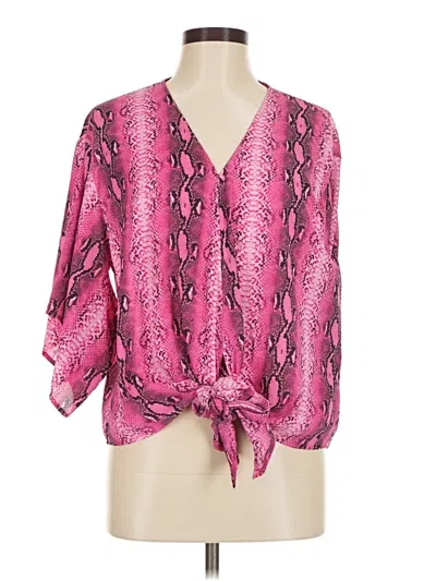Pre-owned Adrienne 3/4 Sleeve Blouse In Pink