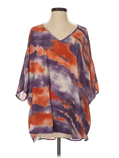 Pre-owned Adrienne 3/4 Sleeve Blouse In Purple