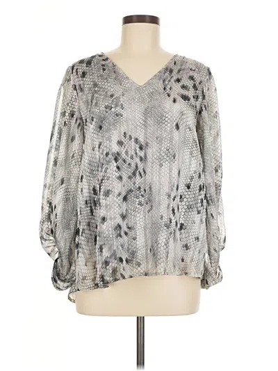 Pre-owned Adrienne 3/4 Sleeve Blouse In Silver