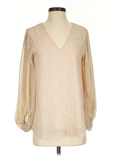 Pre-owned Adrienne 3/4 Sleeve Blouse In Tan