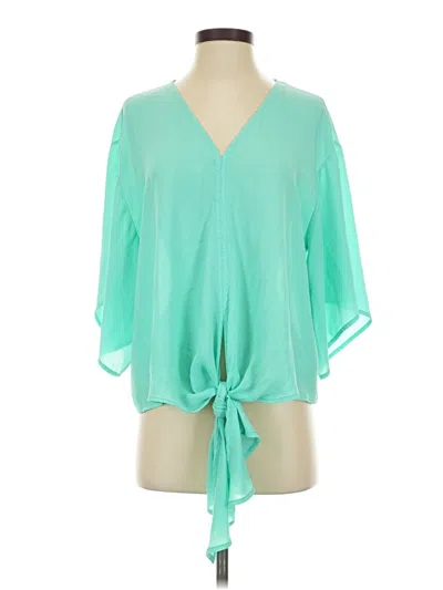 Pre-owned Adrienne 3/4 Sleeve Blouse In Teal