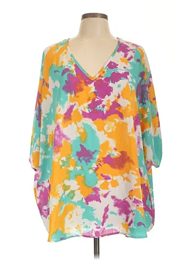 Pre-owned Adrienne 3/4 Sleeve Blouse In Yellow