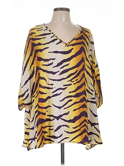 Pre-owned Adrienne 3/4 Sleeve Blouse In Yellow