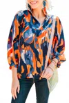 Adrienne Auburn Spirit Abstract Top In Multi In Multi