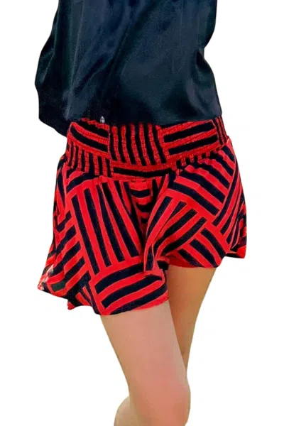 Adrienne Bailee Smocked Waist Swing Shorts In Natty Champs In Multi
