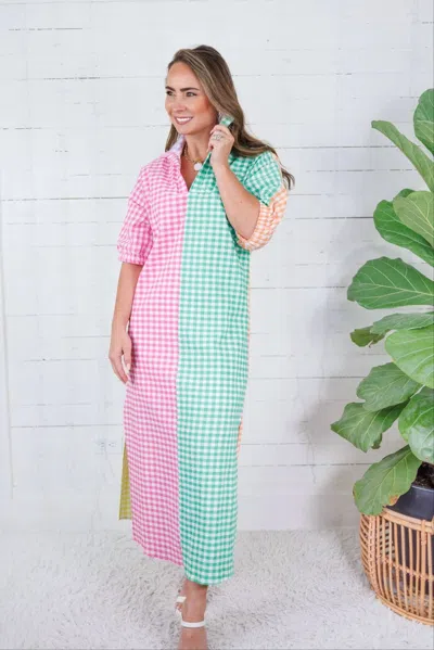 Adrienne Blakely Midi Dress In Multi Gingham