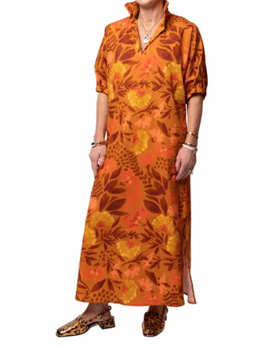 Adrienne Blakely Sienna Meadows Midi Dress In Floral In Orange