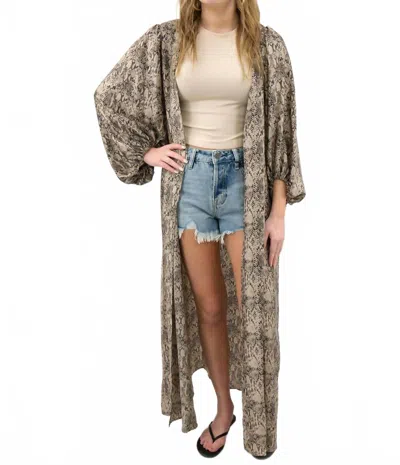 Adrienne Bubble Sleeve Duster In Snake In Brown