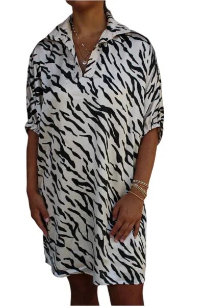 Adrienne Charlotte Dress In Bleached Tiger In White
