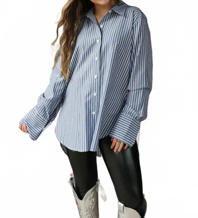 Adrienne Class Act Marley Striped Blouse In Navy Ten