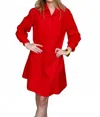 Adrienne Collar A-line Shirt Mini Dress In Red In Red