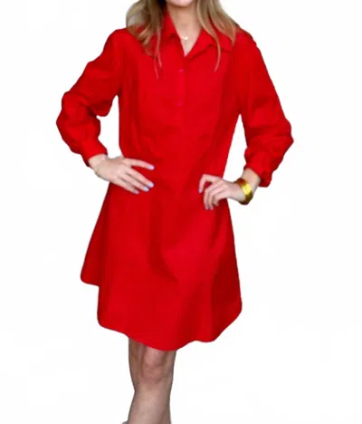 Adrienne Collar A-line Shirt Mini Dress In Red