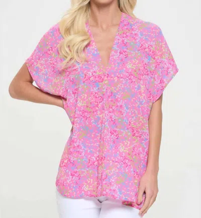 Adrienne Confetti Delight V-neck Top In Pink