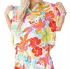 Adrienne Emerson Floral Blouse In Palm Spring