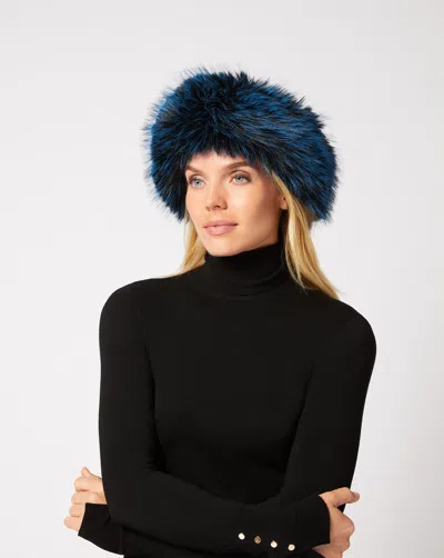 Adrienne Landau Alps Fox Faux Fur Headband In Blue
