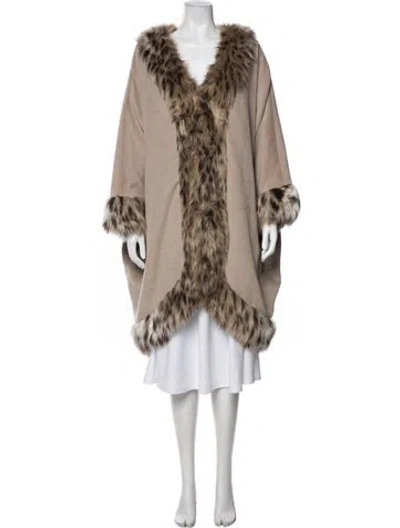 Pre-owned Adrienne Landau Animal Print Faux Fur Coat In Neutral