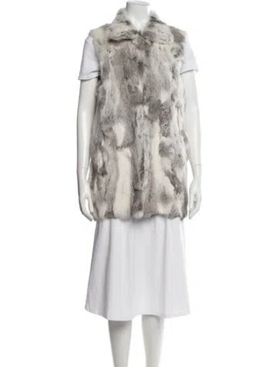 Pre-owned Adrienne Landau Animal Print Faux Fur Jacket In Gray