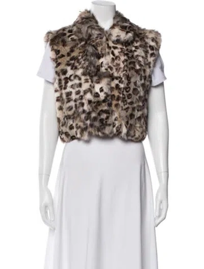 Pre-owned Adrienne Landau Animal Print Faux Fur Jacket In Neutral