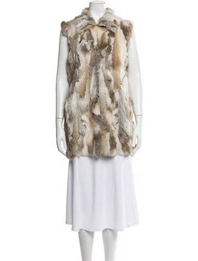 Pre-owned Adrienne Landau Animal Print Faux Fur Jacket In Neutrals