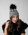Adrienne Landau Animal Print Faux Fur Pom-pom Hat In Gray