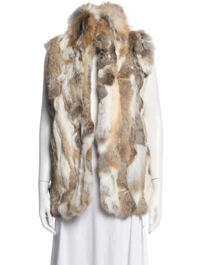 Pre-owned Adrienne Landau Animal Print Fur Coat In Neutrals