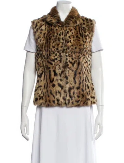 Pre-owned Adrienne Landau Animal Print Fur Jacket In Brown