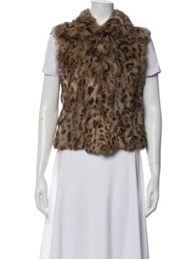 Pre-owned Adrienne Landau Animal Print Fur Jacket In Brown