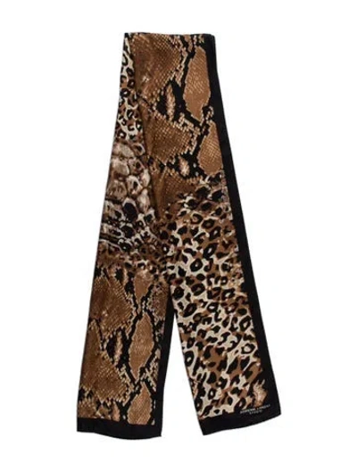 Pre-owned Adrienne Landau Animal Print Scarf In Black
