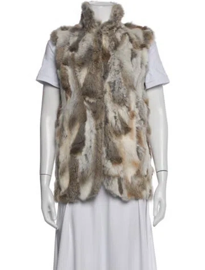 Pre-owned Adrienne Landau Animal Print Vest In Neutrals