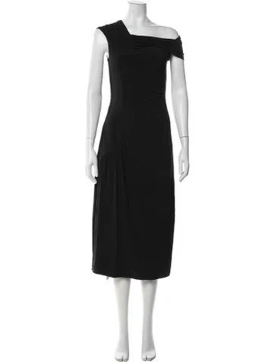 Pre-owned Adrienne Landau Asymmetrical Midi Length Dress W/ Tags In Black