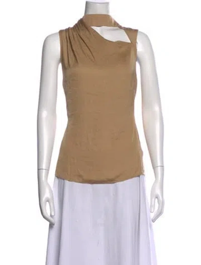 Pre-owned Adrienne Landau Asymmetrical Sleeveless Top W/ Tags In Neutrals