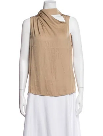 Pre-owned Adrienne Landau Asymmetrical Sleeveless Top W/ Tags In Neutrals