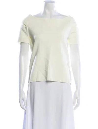 Pre-owned Adrienne Landau Bateau Neckline Short Sleeve Top W/ Tags In Neutral