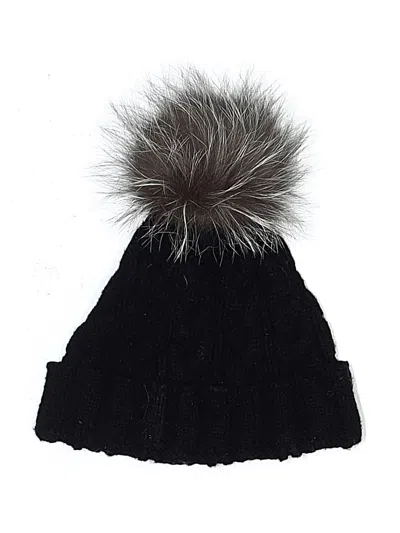 Pre-owned Adrienne Landau Beanie Hat In Black