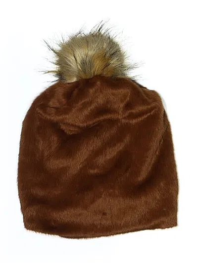 Pre-owned Adrienne Landau Beanie Hat In Tan
